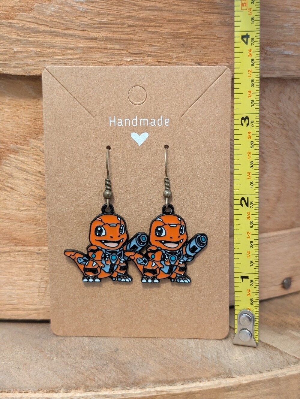 Anime Pokemon Charmander Enamel Metal Earrings NEW